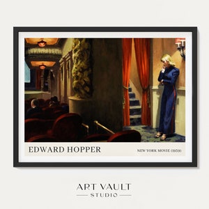Edward Hopper New York Movie Theatre Poster Hopper Cinema Print Hopper Theatre Print Theatre Art Living Room Art Gift Woman Theatre Painting