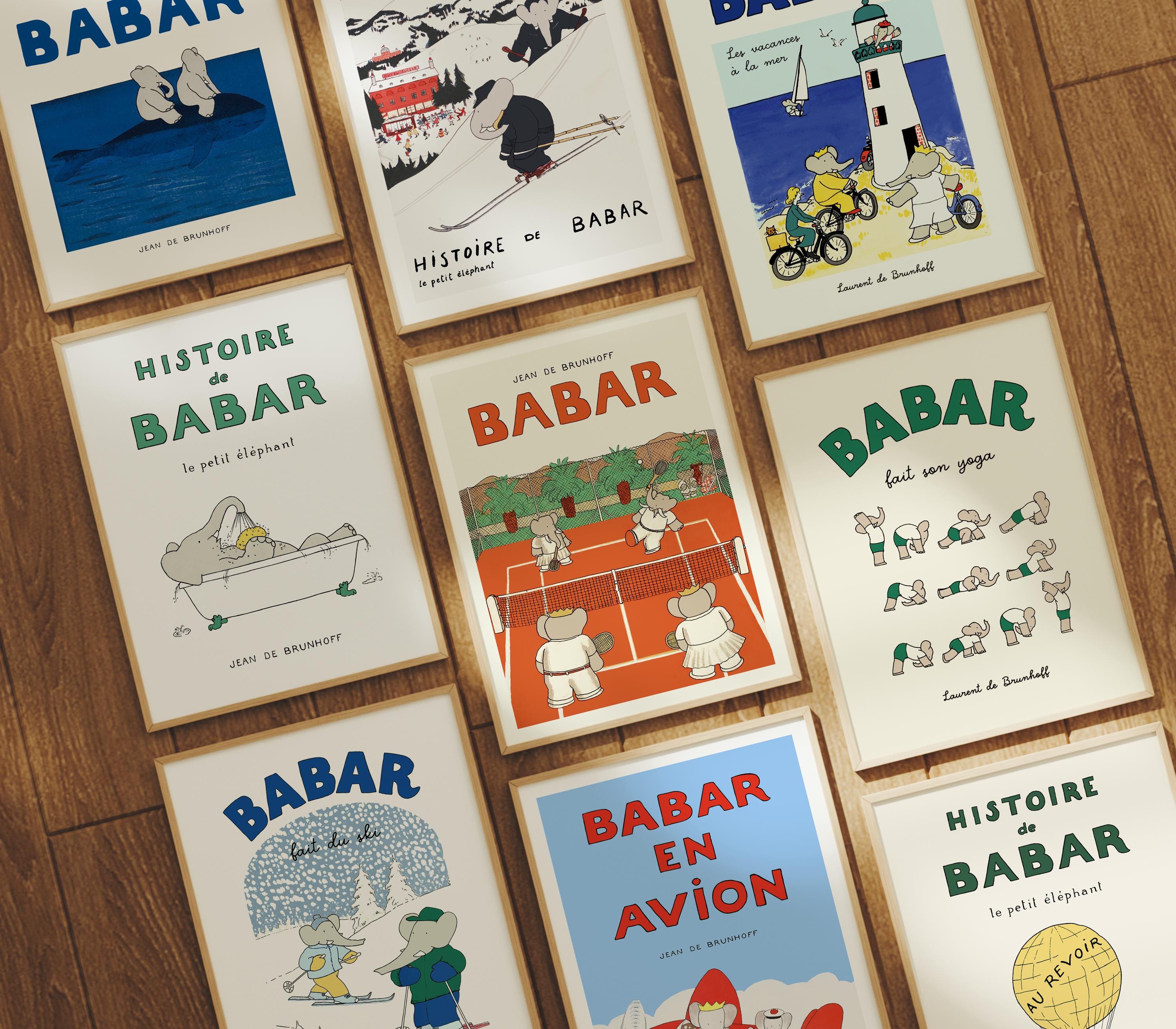 Babar R Home Babar Digital Set of 9 Babar the Elephant Printable Wall Art Prints ...