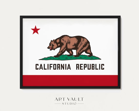 カリフォルニア共和国のポスター：ゴールデンベア州旗アート - Etsy 日本