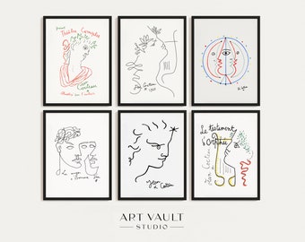 Jean Cocteau Printable Wall Art Cocteau Poster Download Cocteau Prints Digital Download Art Set of 6 Printable Room Jean Cocteau Wall Art