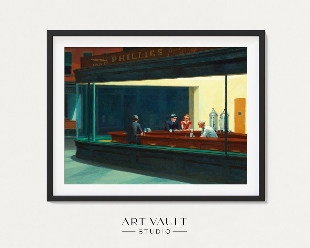 Edward Hopper Nighthawks Poster Realism Art Retro Diner Print Diner