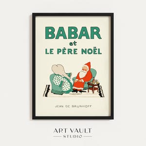 Babar Christmas Poster Babar Elephant Print Baby Shower Gift Babar Santa Art Christmas Wall Art Christmas Print Christmas Poster Nursery Art
