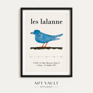 Manifesto della mostra Les Lalanne Manifesto Blue Bird Mostra Paris Cnac 1975 Stampa artistica vintage di uccelli Decorazione per la casa di uccelli Cartone animato Blue Bird Arte murale