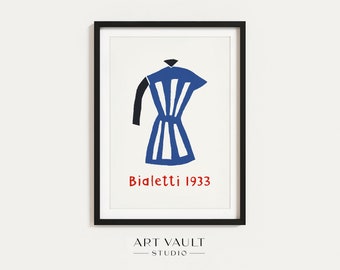 Bialetti 1933 Illustration Coffee Maker Poster Bialetti Café Poster Vintage Kitchen Art Kitchen Wall Art Print Café Art Restaurant Wall Art