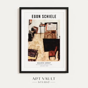 Egon Schiele Poster Schiele&#39;s Room in Neulengbach Print Earth Tone Wall Art Cozy Room Decor Bedroom Art Bedroom Painting Cottage Core Art