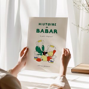 Babar en Famille Babar Poster Babar Family Art Reading Nursery Book Art Library Art Baby Shower Gift Babar the Elephant Wall Art Baby Gift