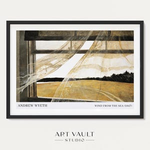 Wind from the Sea Andrew Wyeth 1947 Poster Window Painting Lace Curtain Landscape Painting Wyeth Wall Art Fine Art Print Classic Art Decor