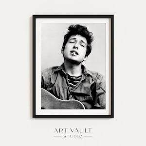 Bob Dylan Poster Bob Dylan Wall Art Print Bob Dylan Guitar Bob Dylan Cigarette Bob Dylan Black and White Poster Bob Dylan Photo Dylan Canvas