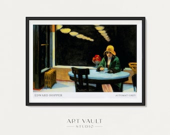 Edward Hopper Automat 1927 Edward Hopper Exhibition Poster Edward Hopper Gallery Print Bedroom Wall Art Vintage Student Dorm Wall Art Print