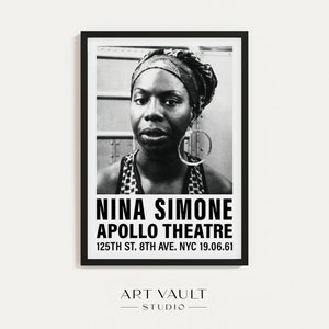Nina Simone Poster Black and White Music Poster Vintage Music Print Music Photo Concert Art Print Music Wall Art Musician Gift Music Art