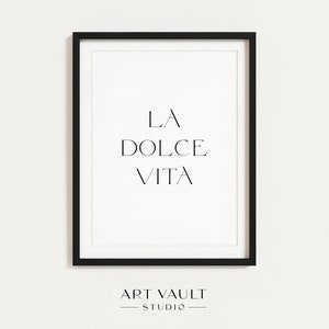 La Dolce Vita Poster Typography Print Quote The Sweet Life Classy Poster Elegant Wall Art Minimalist Quote Art Italian Quote Italian Art