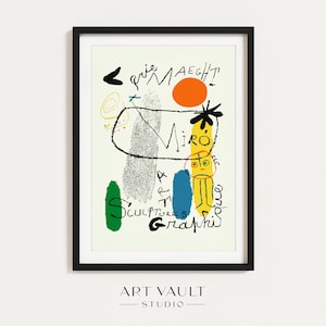 Galerie Maeght Joan Miró Art Graphique Sculptures 1950 Galerie Maeght Exhibition Print Exhibition Poster Vintage Poster Paris Retro Wall Art
