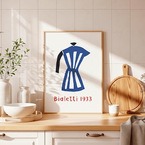 Bialetti 1933 Kitchen Art Illustration Moka Pot Coffee Maker Poster Bialetti Café Poster Café Art