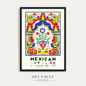 Mexican Art and Life Poster Collage Mexican Magazine Print Mexican Kitchen Wall Art Mexican Decor Floral Wall Print Mexican Home Decor Print