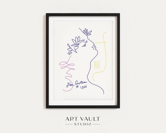 Jean Cocteau Profil D'homme Man's Face Profile Drawing Jean