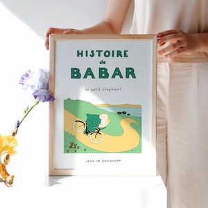 Babar Poster Babar Bike Art Bicycle Art Babar Print Bike Wall Art Babar Wall Art Babar Elephant Nursery Decor Kids Bike Art Countryside Art