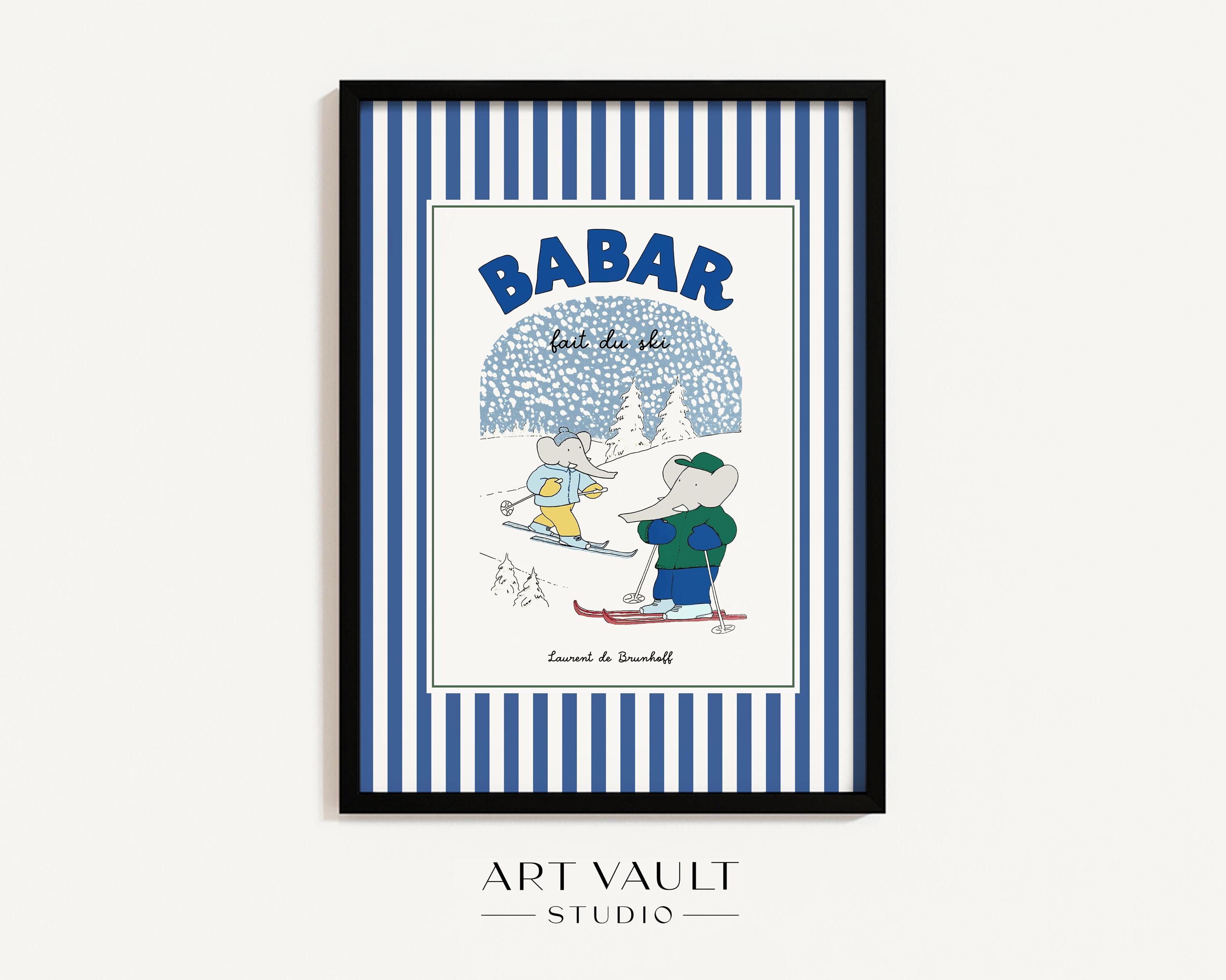 Babar the Elephant Blue Stripe Poster Babar Fait Du Ski Babar Ski