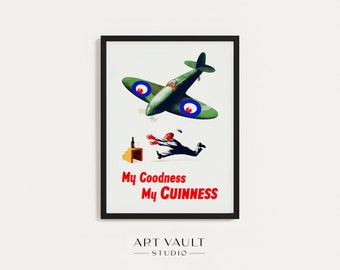 Póster de Guinness, arte de pared vintage de Guinness, Dios mío, mi avión Guinness, arte de pared, arte de pared para pub, decoración de pub, arte de bar, decoración de bar, pub irlandés
