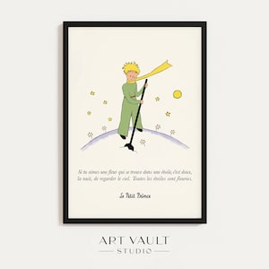 Little Prince Poster FRENCH Quote Petit Prince Print Prince Stars Canvas Framed Nursery Art New Baby Gift Little Gird Gift Little Boy Gift