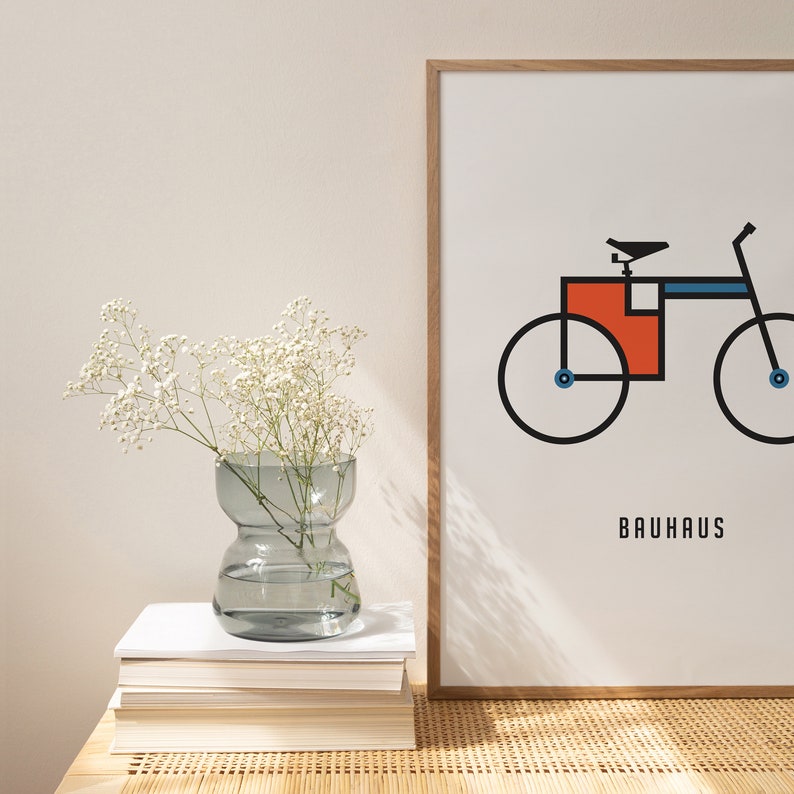 Bauhaus Exhibition Poster Bauhaus Bike Bauhaus Exhibition Print Bauhaus Typography Mid Century