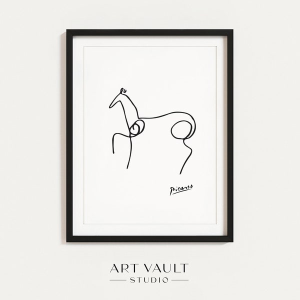 Affiche cheval Picasso Dessin au trait Picasso Impression cheval Cadeau amateur de chevaux Cadeau jockey Art cheval Art mural cheval Dessin au trait cheval Cadeau propriétaire de cheval