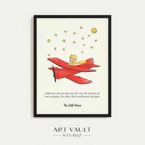 Le Petit Prince Poster ENGLISH Little Prince Wall Art Nursery Art Print The Little Prince Plane Poster Little Prince People Have Stars Quote