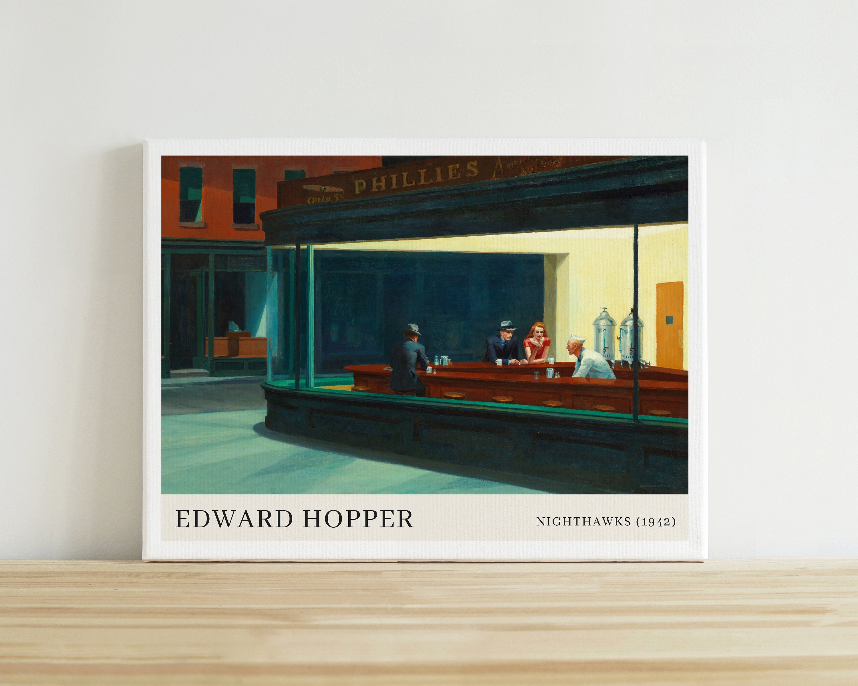 Edward Hopper Nighthawks Poster Exhibition Print Retro Diner Art ...