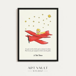 Le Petit Prince Poster FRENCH Little Prince Wall Art Avion Art Print The Little Prince Plane Poster Little Prince People Have Stars Quote
