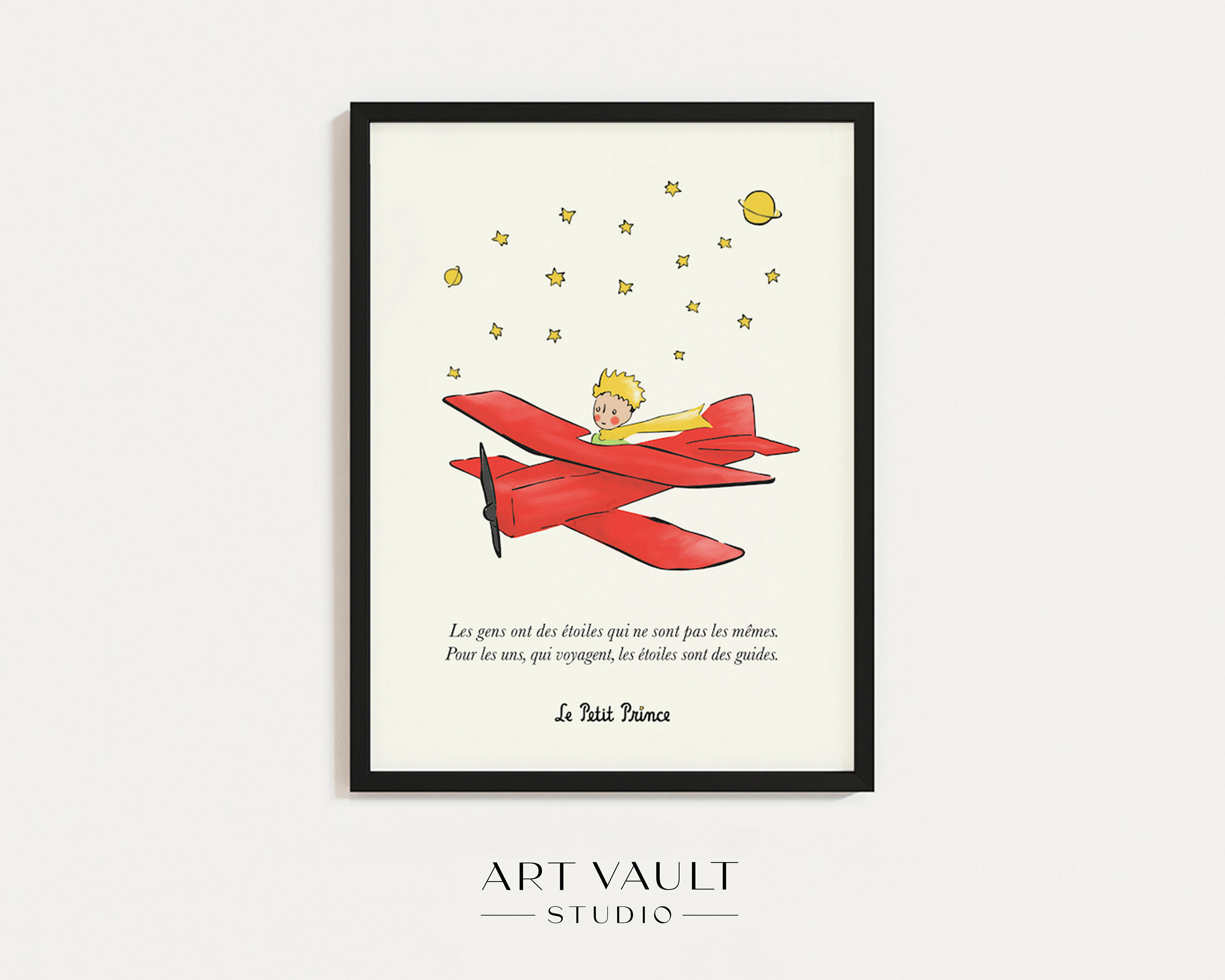 Le Petit Prince FRENCH Art Print: Airplane & Stars Nursery Decor