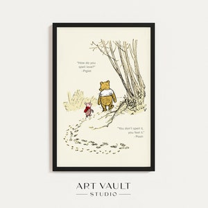 Winnie the Pooh Print Pooh Quote Print Nursery Decor Nursery Wall Art New Baby Gift A2 A3 A4 How do You Spell Love Quote Nursery Art Kids