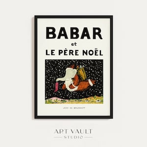Babar Illustration Babar Print Baby Shower Babar le Père Noël Kid's Room Babar the Elephant Wall Art Nursery Babar Christmas Babar Santa