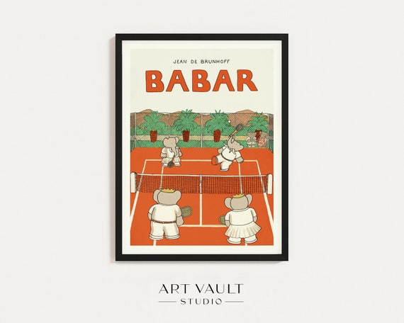 Babar en Tennis 1990年 ブリュノフ アートポスター Babar en Tennis 1990年 ブリュノフ アートポスター