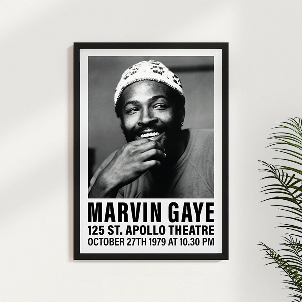 Marvin Gaye Poster Black and White Music Poster Vintage Music