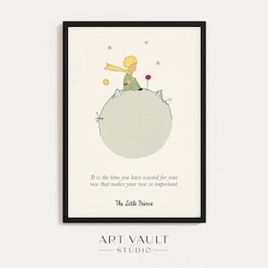 Little Prince Poster ENGLISH Petit Prince Wall Art Nursery Art It is the time you have wasted for your rose Quote Poster Prince Illustration