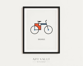 Bauhaus Exhibition Poster Bauhaus Bike Bauhaus Exhibition Print Bauhaus Typography Mid Century Modern Wall Art Print Student Room Decor