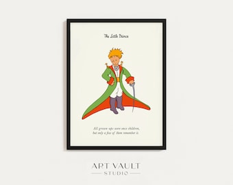 Le Petit Prince Poster ENGLISH Little Prince Wall Art Nursery Art Print Little Prince Sky Book Cover Poster Prince Stars Print Petit Prince