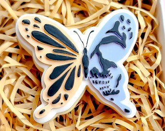 Skull Butterfly Cookie Halloween Embosser - Raised Cookie Stamp + Optional Cutter - Fondant Decoration - Halloween Cookies - Spooky Cookie