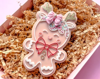 Cute Gingerbread Christmas Embosser & Cutter Set - Cookie Debosser - Christmas  baking gift ideas -  fondant stamp - Acrylic Pop Up stamp