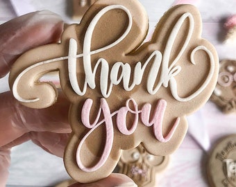 Thank You Cookie Debosser - Embosser - Raised Stamp + Optional Cutter - Cookie Decorating - Fondant - Biscuit - Cupcakes- Teacher Gift