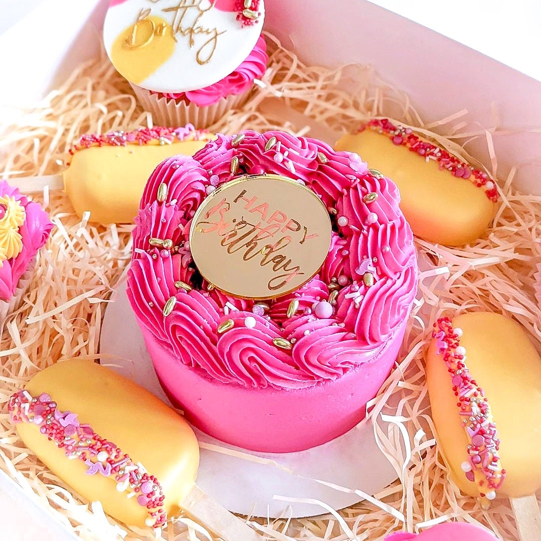 Happy Birthday - Acrylic Cake Disc - Cupcake Toppers - Mirror Disc ...