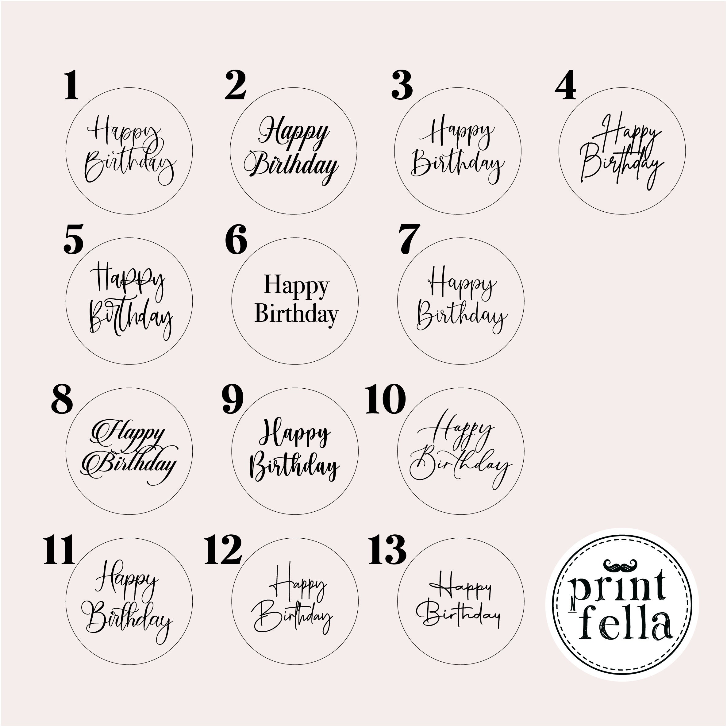 Happy Birthday - Acrylic Cake Disc - Cupcake Toppers - Mirror Disc ...