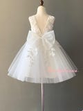 Ivory flower girl dress sheer back wedding dress bridesmaid dress kid dress No. 12