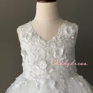 Vestido de niña de flores color marfil con espalda transparente, vestido de dama de honor, vestido infantil n.° 12 imagen 5