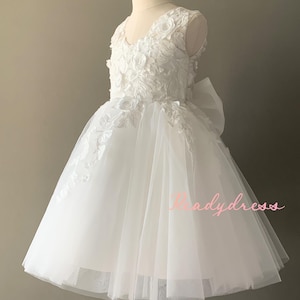 Vestido de niña de flores color marfil con espalda transparente, vestido de dama de honor, vestido infantil n.° 12 imagen 2