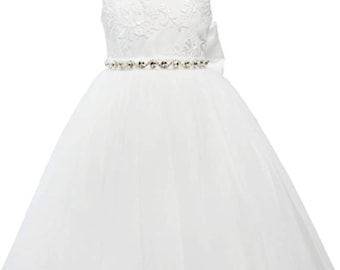 Tüll Spitze V Rücken Hochzeit Blumen Mädchen Kleid Taufe Kommunion Kleid