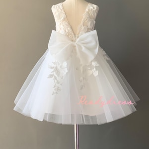 Vestido de niña de flores color marfil con espalda transparente, vestido de dama de honor, vestido infantil n.° 12 imagen 4