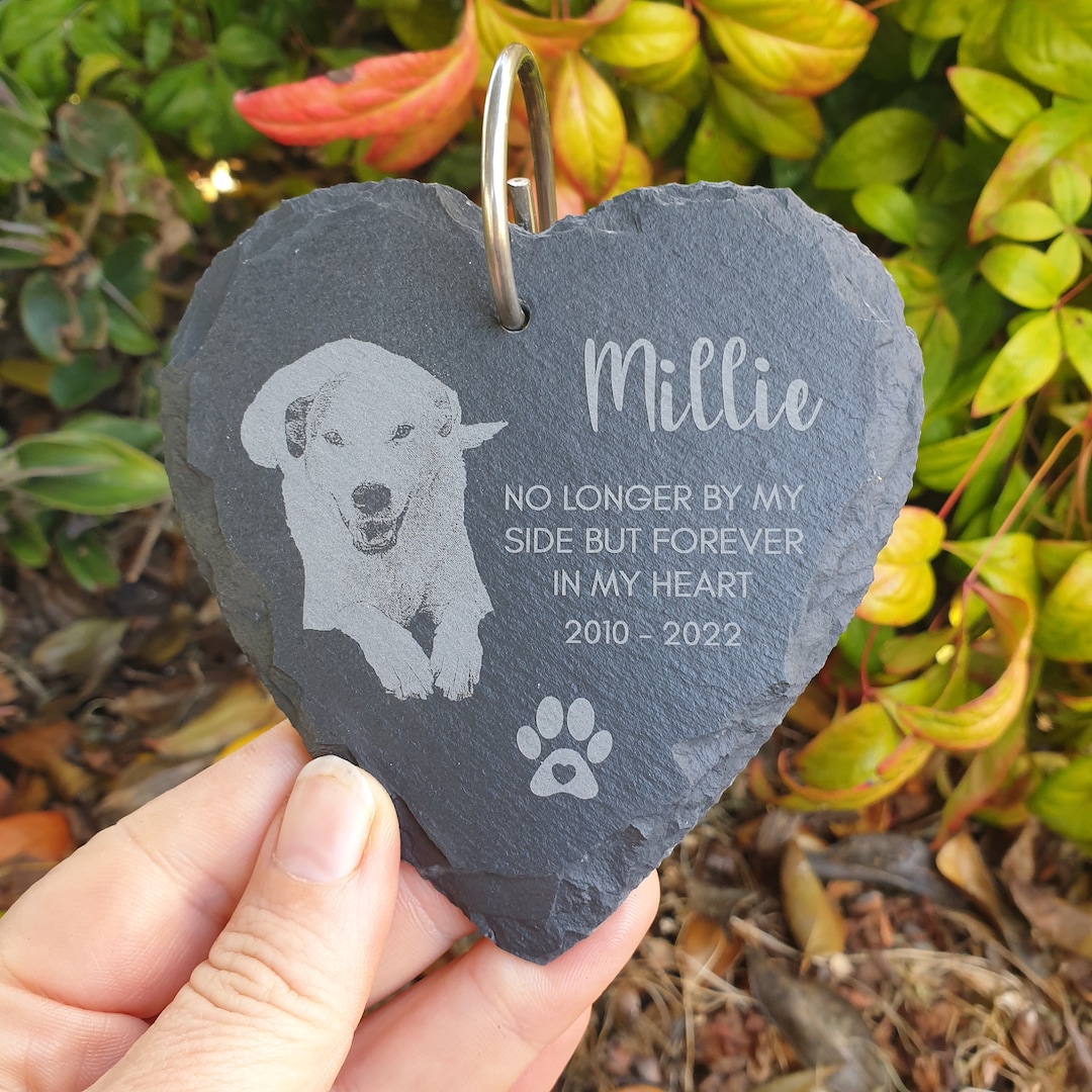 Photo Engraved PET MEMORIAL MARKER Personalised Engraved Hanging Slate