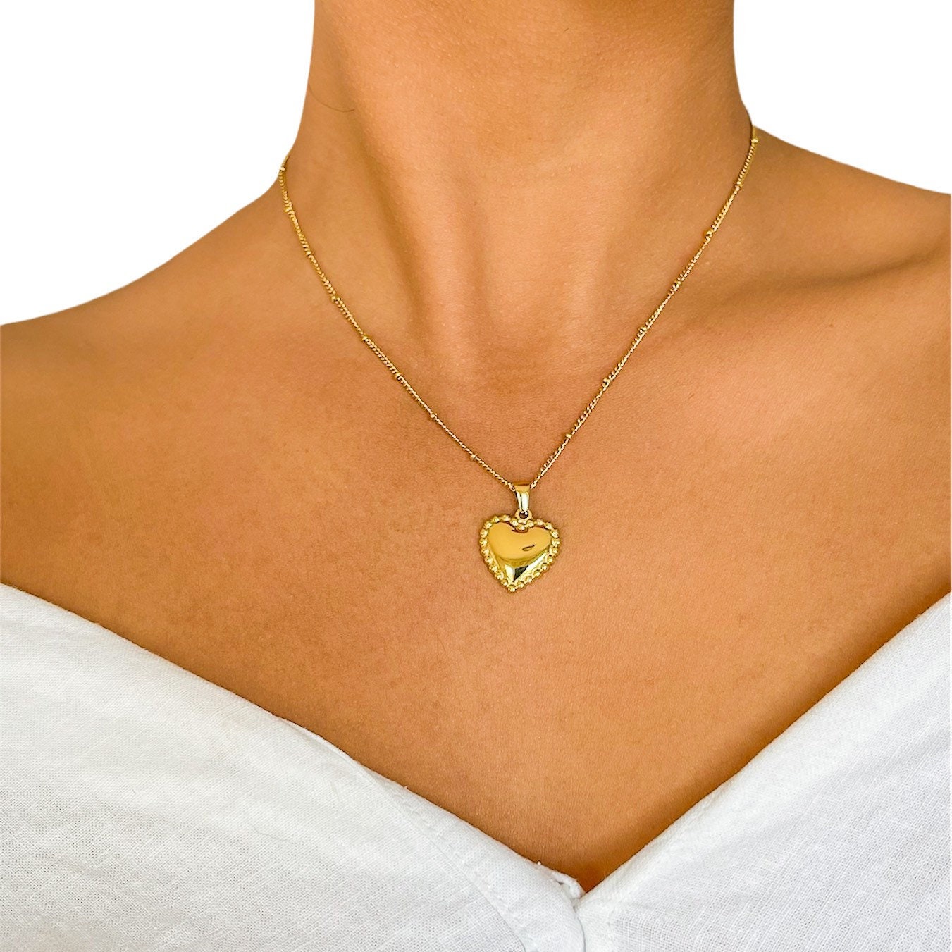 Beaded Heart Pendant With Ball Chain Necklace - Etsy
