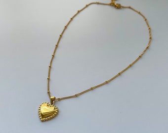 Beaded Heart Pendant With Ball Chain Necklace - Etsy