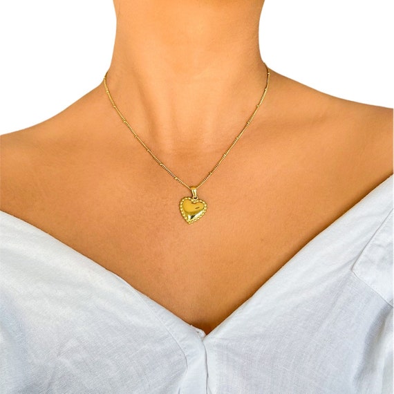 Beaded Heart Pendant With Ball Chain Necklace - Etsy